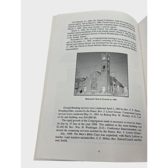 1993 Fourth United Methodist Church York PA Centennial Celebration Booklet - Picture 5 of 6